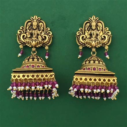 Antique Temple Earring with Matte Gold Plating