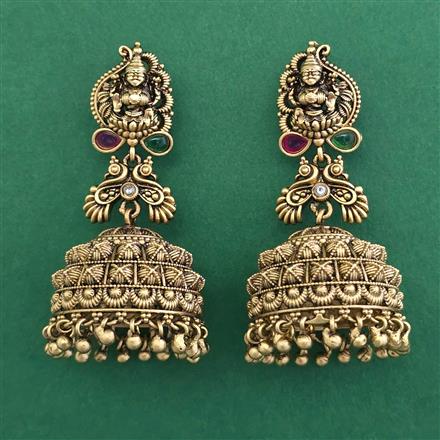 Antique Temple Earring with Matte Gold Plating