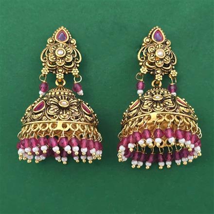 Antique Jhumki with Matte Gold Plating