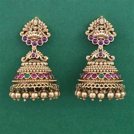 Antique Temple Earring with Matte Gold Plating
