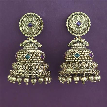 Antique Jhumki with Matte Gold Plating