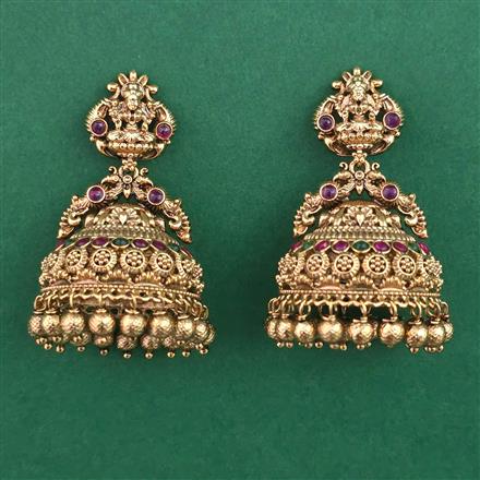Antique Temple Earring with Matte Gold Plating