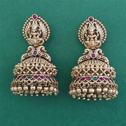 Antique Temple Earring with Matte Gold Plating