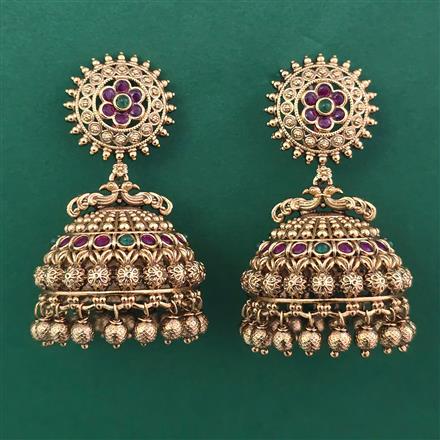 Antique Jhumki with Matte Gold Plating