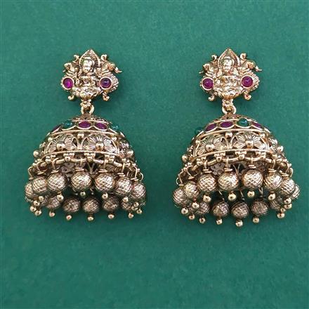 Antique Temple Earring with Matte Gold Plating
