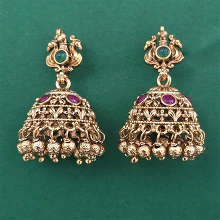 Antique Jhumki with Matte Gold Plating