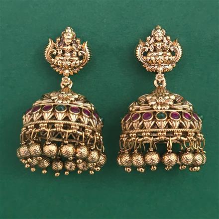 Antique Temple Earring with Matte Gold Plating