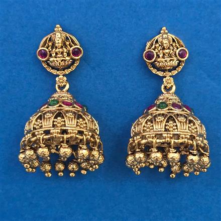Antique Jhumki with Matte Gold Plating