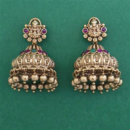 Antique Temple Earring with Matte Gold Plating