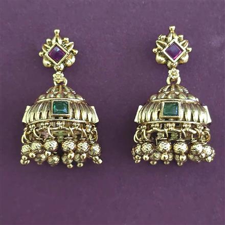 Antique Jhumki with Matte Gold Plating