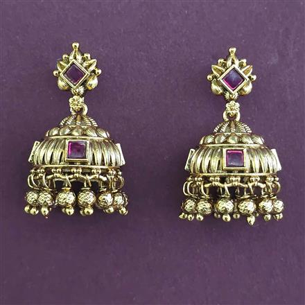 Antique Jhumki with Matte Gold Plating