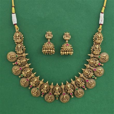 Antique Temple Necklace with Matte Gold Plating