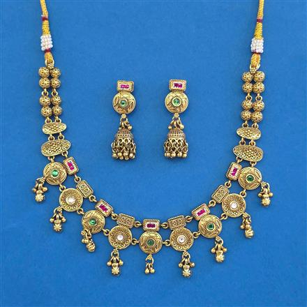 Antique Classic Necklace with Matte Gold Plating