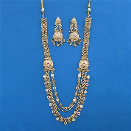 Antique Pearl Necklace with Matte Gold Plating