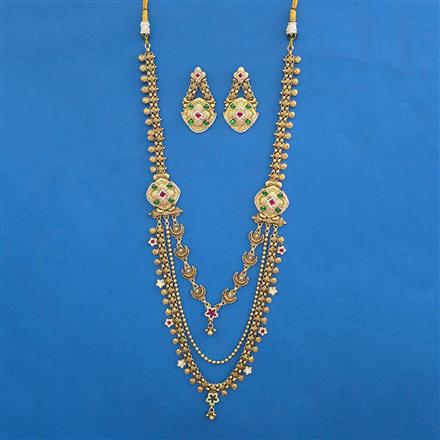 Antique Pearl Necklace with Matte Gold Plating