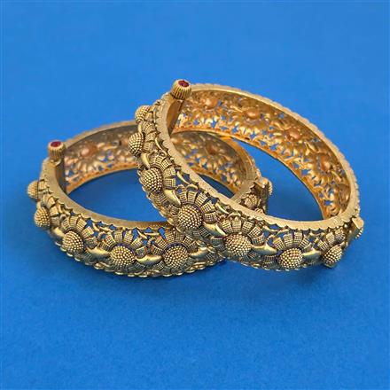 Antique Openable Bangles with Matte Gold Plating