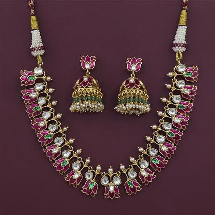 Antique Pearl Necklace with Matte Gold Plating
