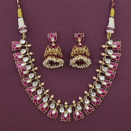 Antique Pearl Necklace with Matte Gold Plating