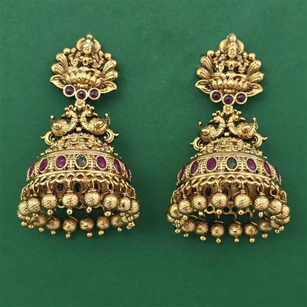 Antique Temple Earring with Matte Gold Plating