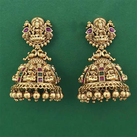 Antique Temple Earring with Matte Gold Plating