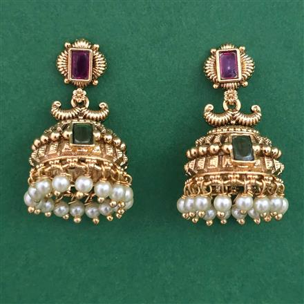 Antique Jhumki with Matte Gold Plating