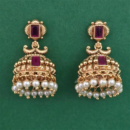 Antique Jhumki with Matte Gold Plating