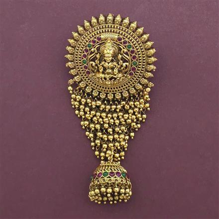 Antique Temple Hair Brooch with Matte Gold Plating