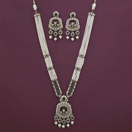 Antique Pearl Pendant Set with Mehndi Plating