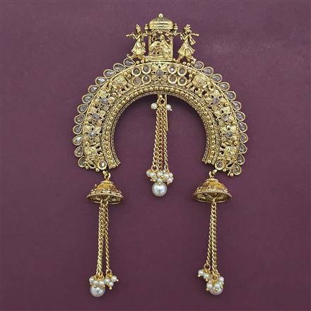 Antique Pearl Hair Brooch with Gold Plating