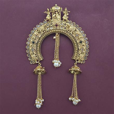 Antique Pearl Hair Brooch with Gold Plating