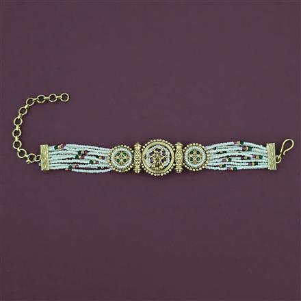 Antique Adjustable Bracelet with Matte Gold Plating