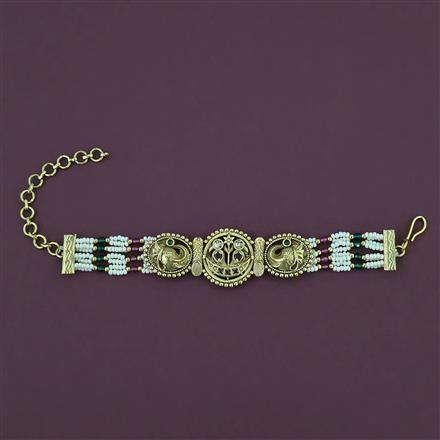 Antique Adjustable Bracelet with Matte Gold Plating