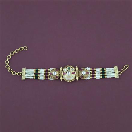 Antique Adjustable Bracelet with Matte Gold Plating