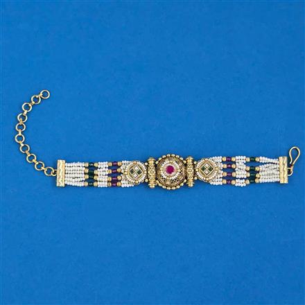 Antique Pearl Bracelet with Matte Gold Plating