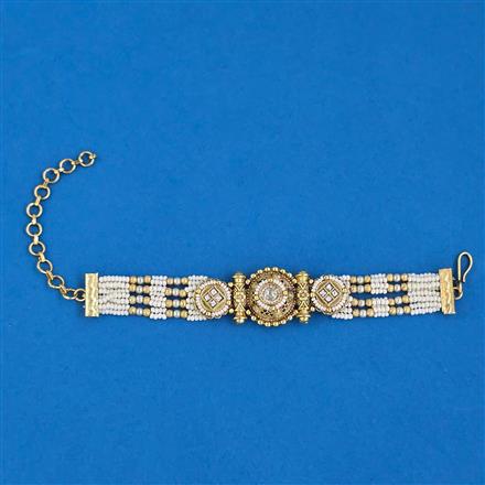 Antique Pearl Bracelet with Matte Gold Plating