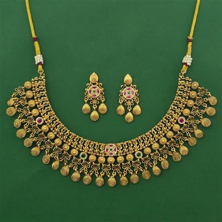 Antique Classic Necklace with Matte Gold Plating