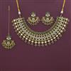 Antique Pearl Necklace with Matte Gold Plating