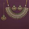 Antique Pearl Necklace with Matte Gold Plating