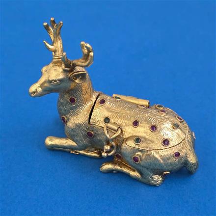 Antique Animal Sindoor Box with Gold Plating