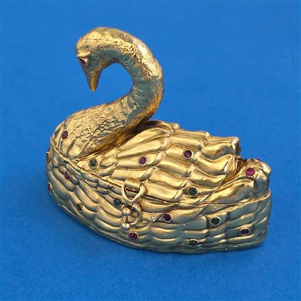 Antique Birds Sindoor Box with Gold Plating
