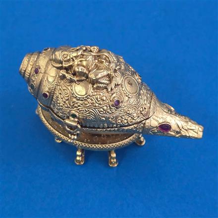 Antique Temple Sindoor Box with Gold Plating