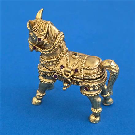 Antique Animal Sindoor Box with Gold Plating