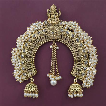 Antique Pearl Hair Brooch with Gold Plating