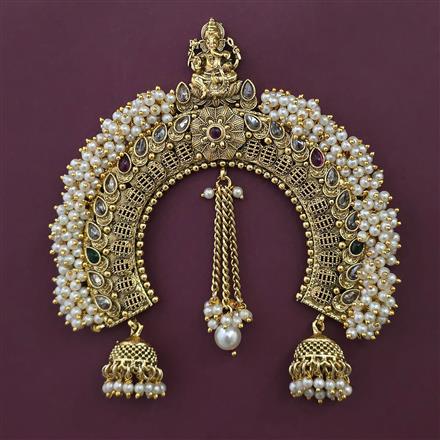 Antique Pearl Hair Brooch with Gold Plating