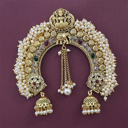 Antique Pearl Hair Brooch with Gold Plating