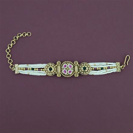 Antique Adjustable Bracelet with Matte Gold Plating