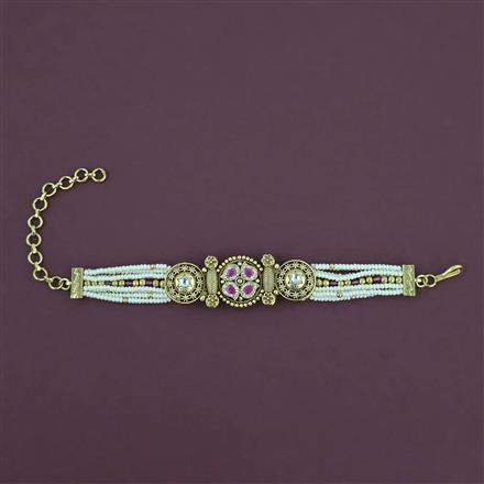 Antique Adjustable Bracelet with Matte Gold Plating