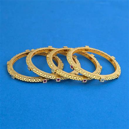 Antique 4 Pc Classic Bangles with Matte Gold Plating