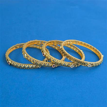 Antique 4 Pc Classic Bangles with Matte Gold Plating