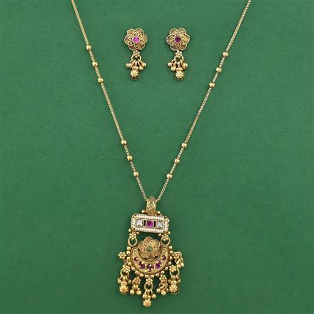 Antique Pearl Pendant Set with Matte Gold Plating